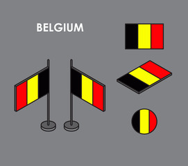 Isometric flag of Belgium on a gray background