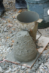 he slump test equipment. Wet concrete was compacted for the slump test. 