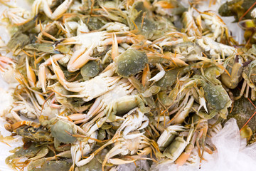 Fresh crabs on dispaly for sale during Sabah Farmers Day market.