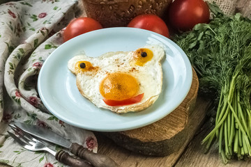 Fototapeta na wymiar Happy Face Frying Eggs