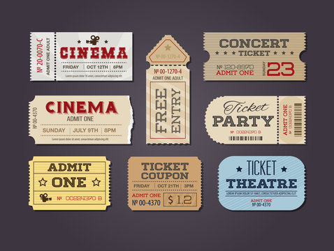 Theater and cinema Tickets & Coupons. A collection of  vector Ti