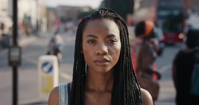 Slow Motion Portrait of beautiful African American woman 