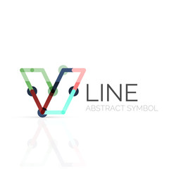 Linear abstract logo, connected multicolored segments of lines geometrical figure