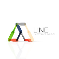 Linear abstract logo, connected multicolored segments of lines geometrical figure