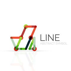 Linear abstract logo, connected multicolored segments of lines geometrical figure