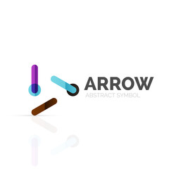Linear arrow abstract logo, connected multicolored segments of lines in directional pointer figure