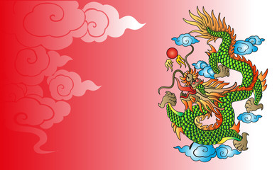 Vector vintage Chinese dragon engraving