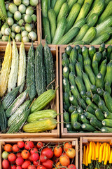 Top view of vegetable in wood box