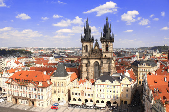 Tyn Church on Old Town Square, Prague, Czech Republic