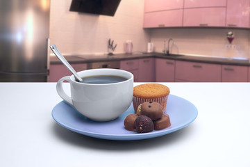 cup of coffee with dessert