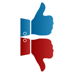 Two fingers: blue and red