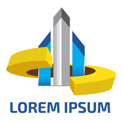 Futuristic style citadel, vector logo template