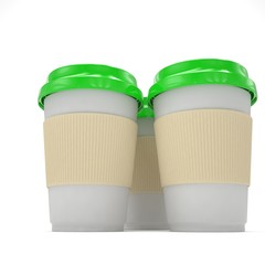 Three paper coffee cups