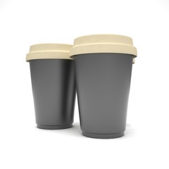 Three paper coffee cups