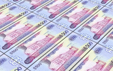 Guyanese dollars bills stacks background. Computer generated 3D photo rendering.