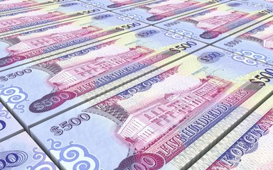 Guyanese dollars bills stacks background. Computer generated 3D photo rendering.