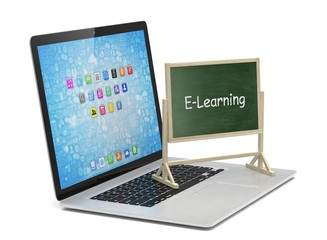 blackboard, chalkboard isolated on white,  e-learning concept
