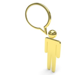 3d man with talk bubbles isolated over a white background