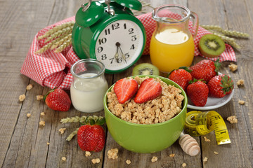 Granola with strawberries