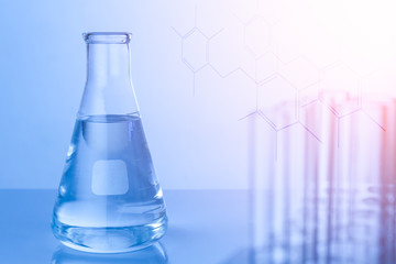 Laboratory research with  test tube and flask