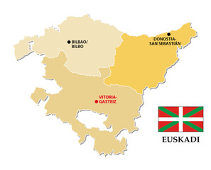 Naklejka premium basque simple administrative map with flag