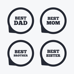 Fototapeta premium Best mom and dad, brother, sister icons.