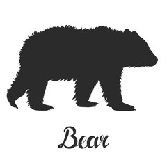 Silhouette bear on white background. Vector illustration