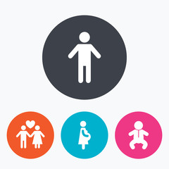 Family lifetime icons. Couple love and pregnancy