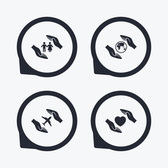 Hands insurance icons. Human life-assurance.