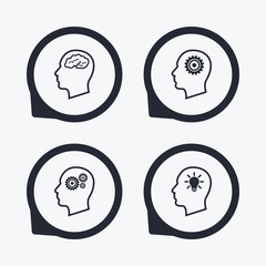 Head with brain icon. Male human symbols.