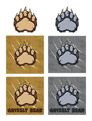 Obraz premium Bear Paw With Claws Logo Design. Collection Set