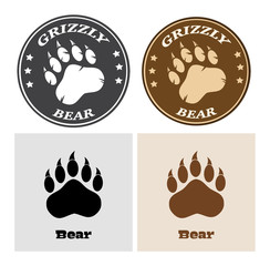 Obraz premium Bear Paw Print Circle Logo Design 2. Collection Set