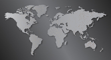 Abstract world map simulates the location of cities.Vector
