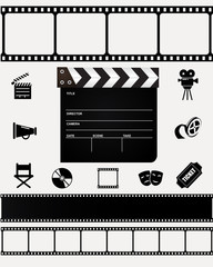 Obraz premium Film, cinema, movie vector icon set.