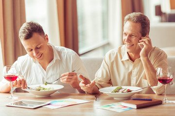 Business lunch at restaurant