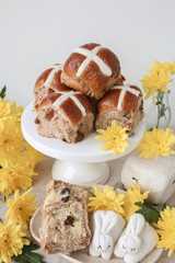 Fototapeta na wymiar Easter Hot cross buns, selective focus