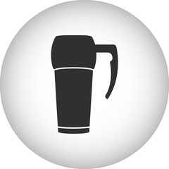 Thermos for tea coffee simple icon on round background