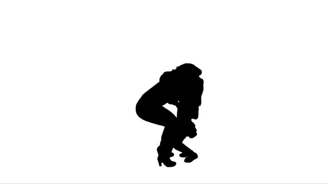 Silhouette of family on white background.