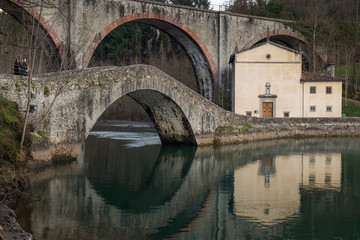 Fototapeta na wymiar Pontecosi Lake, Lucca, Tuscany, Italy