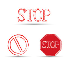 stop sign symbol painted brushes