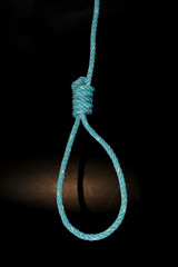 Old Green loop the nylon rope Tie on black background