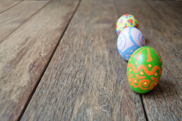 Easter eggs on wood