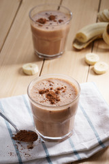 Banana smoothie with cocoa.