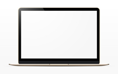 gold ultrathin laptop with a blank screen