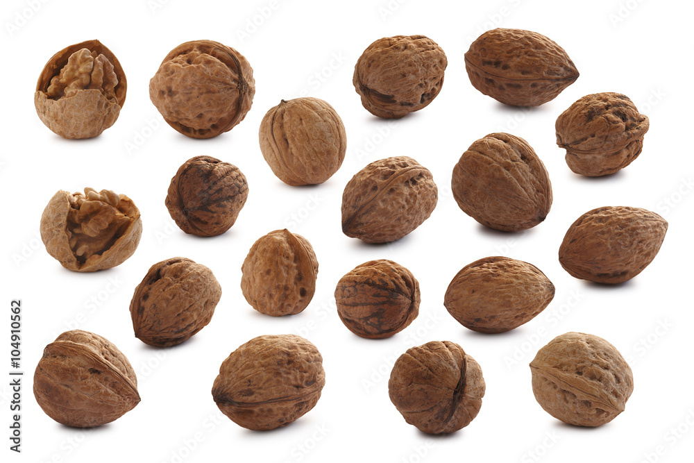Wall mural Set of cracked and shelled walnuts - Wall murals