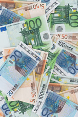  European money - a lot of Euro banknotes background