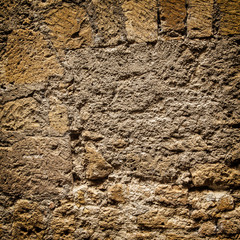 Part of the antique old brick wall with vignette , texture background