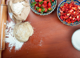 Ingredients for making strawberry dumplings