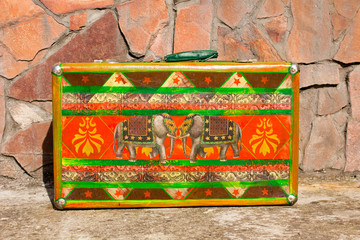 bright colored retro suitcases for travel