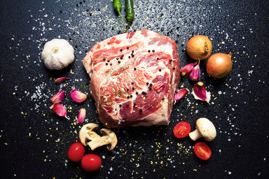 Juicy piece of meat with spices